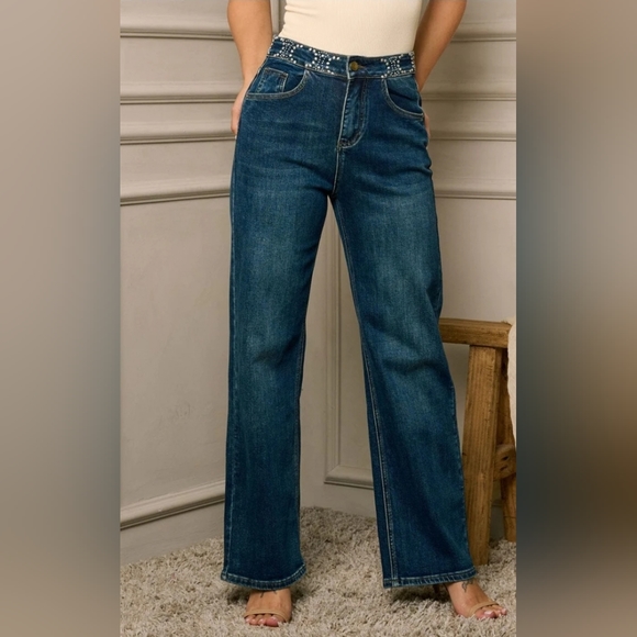 Wide Leg Blue Jeans - Picture 3 of 4